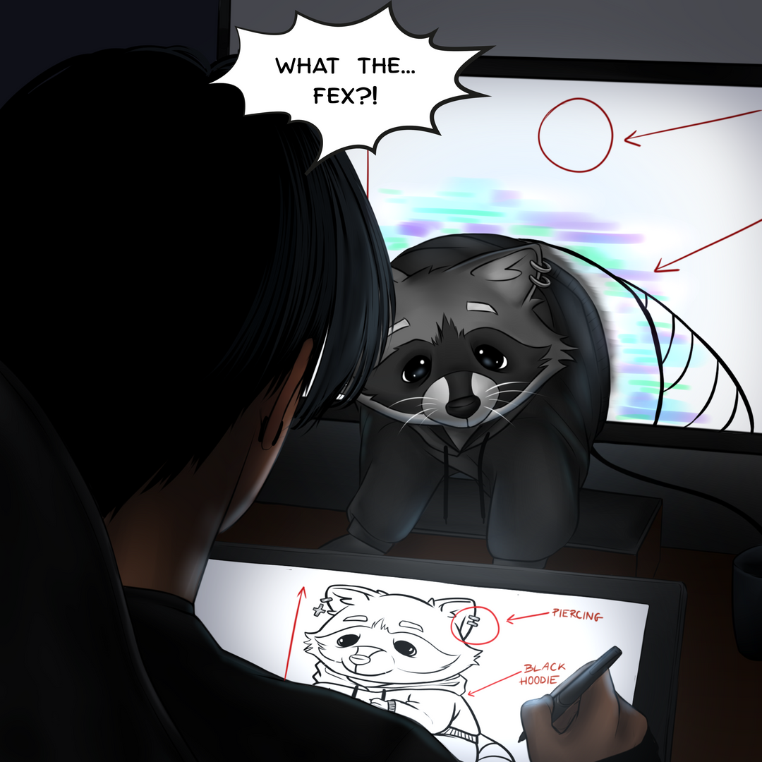 "Fex" The Gamer Raccoon Plush